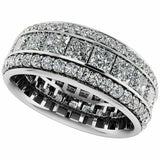 5.2ct Princess Cut Diamond Wedding Ring Band 3 Row Eternity 14k WhiteGold Finish