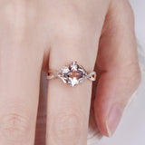 1.5ct Cushion Peach Morganite Twisted Shank Engagement Ring 14k Rose Gold Finish