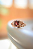 1ct Pear Cut Red Garnet Engagement Ring Floral Petal Solitaire 14k RoseGold Over