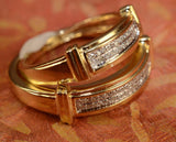 4Ct Round Cut Diamond Two Row Couple Wedding Band Him Her 14K Yellow Gold Finish