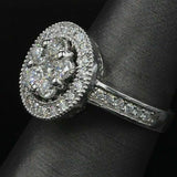 4Ct Round Cut Diamond Floral Design Halo Engagement Ring 14K White Gold Finish