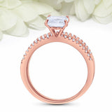 3Ct Asscher Cut Diamond Elegant Bridal Set Engagement Ring 14K Rose Gold Finish