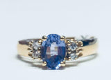 2.3ct Oval Cut Blue Tanzanite Diamond Petite Solitaire Ring 14k Yellow Gold Over