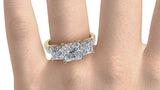 2.1ct Princess Cut Diamond 3 Stone Style Engagement Ring 14k Yellow Gold Finish