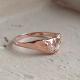 0.5ct Marquise Cut Diamond Cat Kitty Eyes Engagement Ring 14k Rose Gold Finish