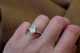 1.5ct Engagement Ring Oval Cut Diamond Petite Solitaire 14k White Gold Finish