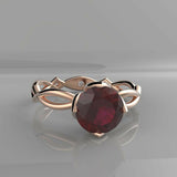 1ct Round Pink Ruby Split Shank Open Floral Solitaire Ring 14k Rose Gold Finish