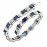 10ct Princess Cut Blue Sapphire Diamond Women Tennis Bracelet 14k WhiteGold Over