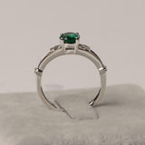 1ct Engagement Ring Oval Cut Green Emerald Heart Split Shank 14k White Gold Over