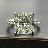 3Ct Cushion Cut Diamond Solitaire with Round Accents Ring 14K White Gold Finish