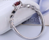 0.6ct Heart Cut Simulated Red Garnet Solitaire Accents Ring 14k WhiteGold Plated