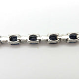 18Ct Oval Cut Blue Sapphire & Diamond Link Tennis Bracelet 14K White Gold Finish