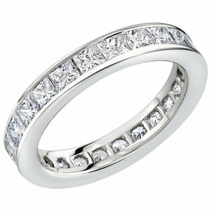 1.9ct Princess Cut Diamond Wedding Ring Band Full Eternity 14k White Gold Finish