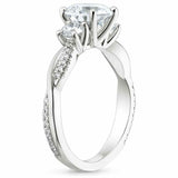 4ct Princess Cut Diamond Engagement Ring 14k White Gold Over Trilogy Twist Shank