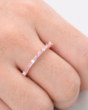 1.5Ct Baguette Cut Pink Sapphire Minimalist Wedding Band 14K Rose Gold Finish