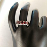 2.5ct Wedding Ring Band Oval Cut Red Garnet Five Stone 14k White Gold Finish