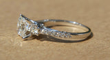 Three Stone Engagement Ring 1.5ct Radiant Cut VVS1 Diamond 14k White Gold Finish