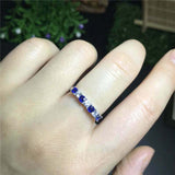 1ct Round Cut Blue Sapphire Wedding Band Ring Half Eternity 14k WhiteGold Finish