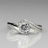 2Ct Round Cut Diamond Swirl Twist Solitaire Engagement Ring 14K White Gold Over