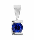 1ct Round Cut Blue Sapphire Unique Design Pendant 14k White Gold Finish NO CHAIN