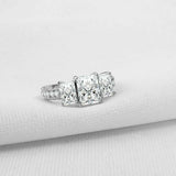 4ct Radiant Diamond Engagement Ring Milgrain Accents Trilogy 14k White Gold Over