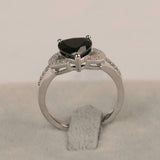 1.8ct Engagement Ring Heart Cut Black Diamond Leaf Accent 14k White Gold Finish