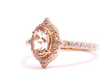 2ct Engagement Ring Oval Cut Peach Morganite Diamond Halo 14k Rose Gold Finish