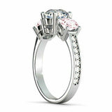 2ct Round Cut Diamond Morganite Three Stone Engagement Ring 14k White Gold Over