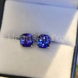 0.7ct Round Simulated Tanzanite Solitaire Stud Earrings 14k White Gold Plated