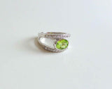 2.5ct Oval Cut Green Peridot Dual Shank Solitaire Accent Ring 14k WhiteGold Over