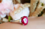 2.5ct Oval Cut Pink Ruby Engagement Ring 18k White Gold Finish Solitaire Promise