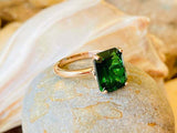 2.4ct Engagement Ring Green Emerald Cut Solitaire Women 14k Yellow Gold Finish