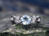 1.9Ct Round Cut Blue Aquamarine Solitaire Engagement Ring 14K White Gold Finish