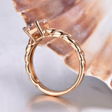 1.2ct Emerald Cut Peach Morganite Braided Engagement Ring 14k Rose Gold Finish