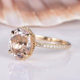 1.7ct Oval Peach Morganite Solitaire Promise Wedding Ring 14k Yellow Gold Finish