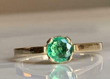 1.4ct Engagement Ring Round Cut Green Emerald Solitaire 14k Yellow Gold Finish