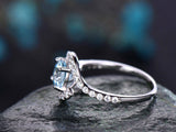 2Ct Round Cut Blue Aquamarine Swirl Twist Engagement Ring 14K White Gold Finish