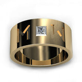 0.1ct Princess Cut Custom Alphabet Mens Wedding Ring 14k Yellow Gold Finish