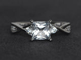 2ct Engagement Ring Princess Cut Diamond Twisted Infinity 14k White Gold Finish