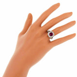 2.5ct Round Cut Pink Ruby Engagement Ring Halo Split Shank 14k White Gold Finish