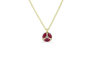 0.7ct Marquise Cut Pink Ruby Solitaire Cluster Pendant Chain 14k YellowGold Over