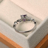 1ct Heart Cut Amethyst Engagement Ring Solitaire with Accent 14k White Gold Over