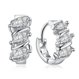 1.5Ct Marquise Cut VVS1/D Diamond Trilogy Huggies Earrings 14K White Gold Finish