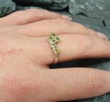 1.2ct Engagement Ring Round Cut Green Peridot Bypass 14k White Gold Finish