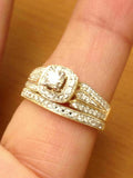 3.5Ct Round Cut Diamond Bridal Set Vintage Milgrain Ring 14K Yellow Gold Finish