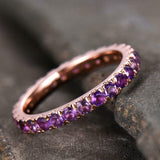 2ct Wedding Ring Band Round Cut Purple Amethyst Full Eternity 14k Rose Gold Over