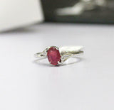 1ct Engagement Ring Oval Cut Pink Ruby Swirl Trilogy 14k White Gold Finish