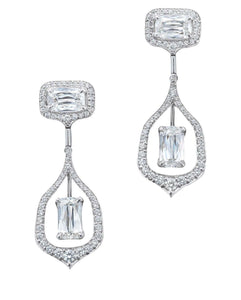 4ct Baguette Cut Diamond Unique Cocktail Party Drop Earrings 14k White Gold Over