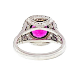 2.5ct Round Cut Pink Ruby Engagement Ring Halo Split Shank 14k White Gold Finish