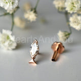 0.5ct Marquise Simulated Diamond Fish Ear Stud Earrings 14K Yellow Gold Plated